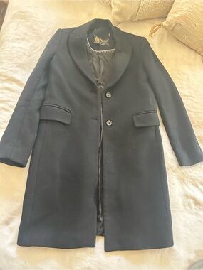 Zara Manteco Classic Women's Black Wool Coat - Elegant Single-Breasted Style